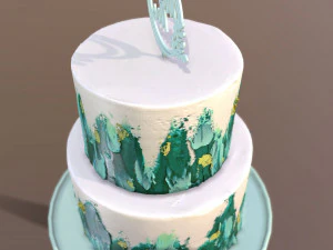 Elegant Turquoise Wedding Cake 3D Model