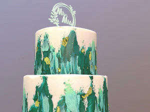 Elegant Turquoise Wedding Cake 3D Model