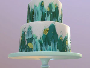 Elegant Turquoise Wedding Cake 3D Model