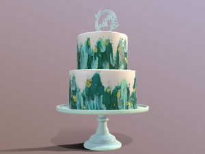 Elegant Turquoise Wedding Cake Modèle 3D
