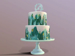 Elegant Turquoise Wedding Cake 3D Model
