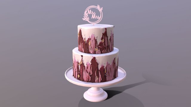 Elegant Hibiscus Wedding Cake 3D Model .c4d .max .obj .3ds .fbx .stl .blend 
