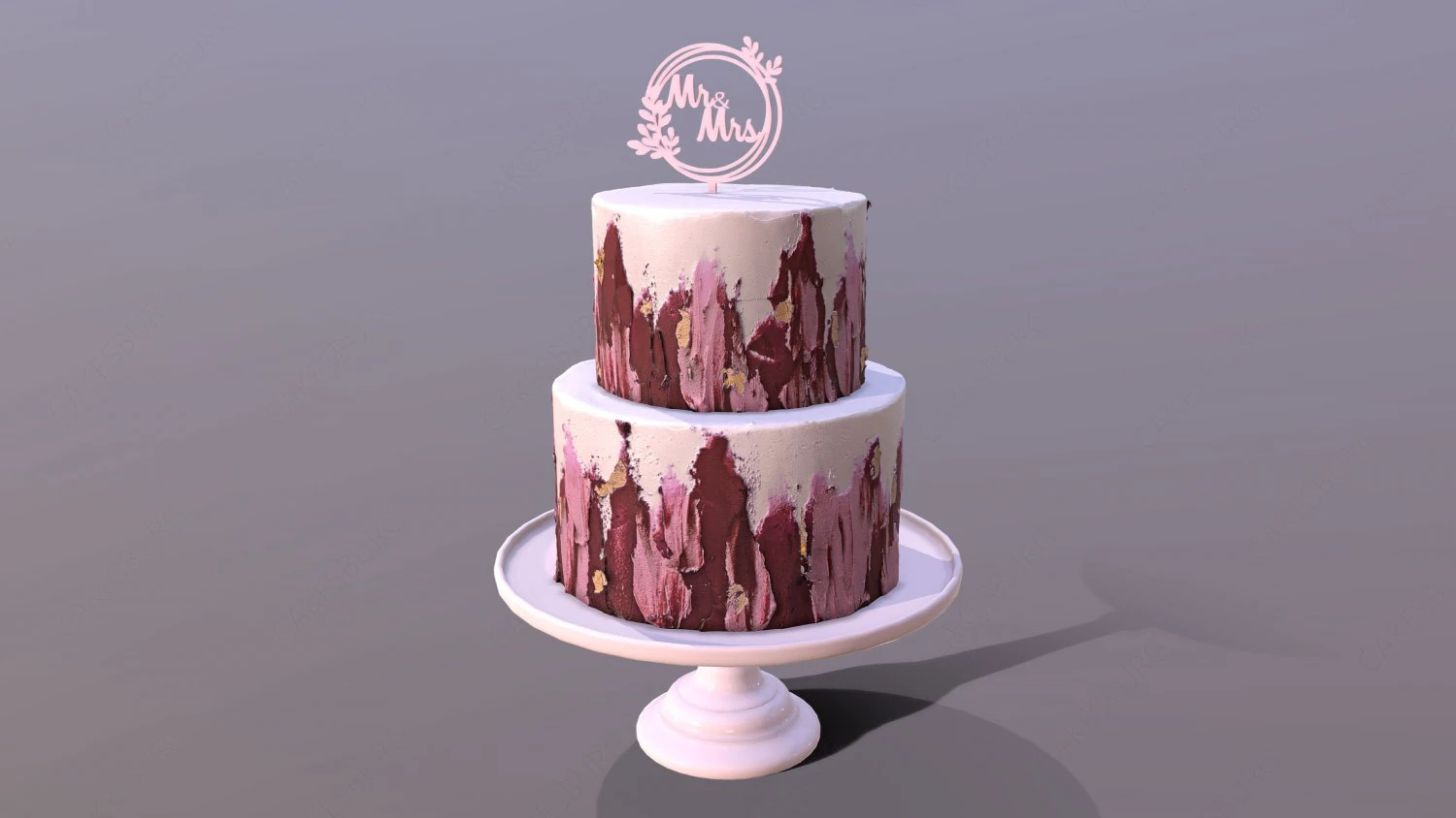 Elegant Hibiscus Wedding Cake 3D Model .c4d .max .obj .3ds .fbx .stl .blend 