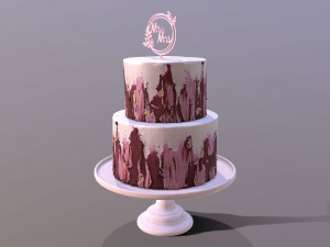 Elegant Hibiscus Wedding Cake 3D Model