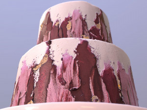 Elegant Hibiscus Wedding Cake 3D Model