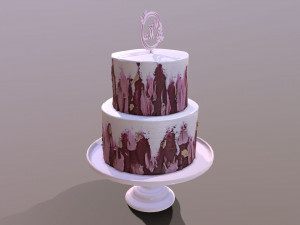 Elegant Hibiscus Wedding Cake 3D Model