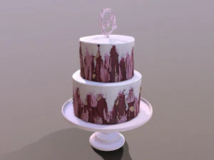 Elegant Hibiscus Wedding Cake 3D Model
