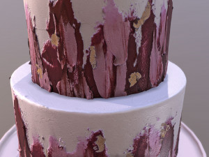 Elegant Hibiscus Wedding Cake 3D Model