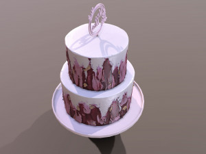 Elegant Hibiscus Wedding Cake 3D Model