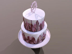 Elegant Hibiscus Wedding Cake 3D Model