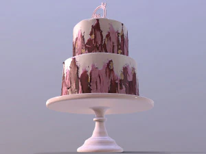 Elegant Hibiscus Wedding Cake 3D Model