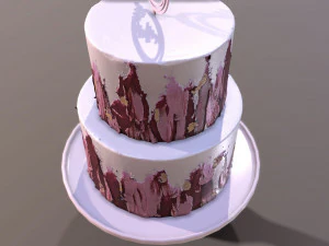 Elegant Hibiscus Wedding Cake 3D Model