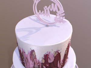 Elegant Hibiscus Wedding Cake 3D Model