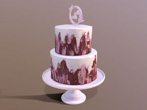 Elegant Hibiscus Wedding Cake 3D Model