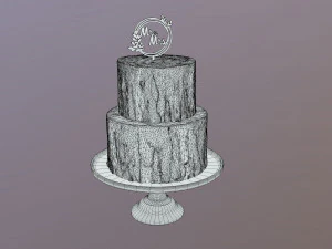 Elegant Hibiscus Wedding Cake 3D Model