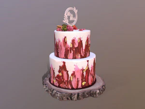 Elegant Mr and Mrs Berry Wedding Cake 3D Model