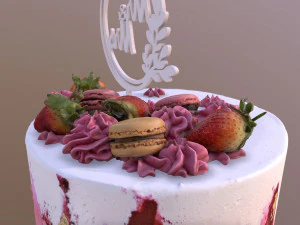 Elegant Mr and Mrs Berry Wedding Cake 3D Model