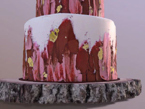 Elegant Mr and Mrs Berry Wedding Cake 3D Model