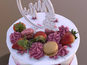 Elegant Mr and Mrs Berry Wedding Cake 3D Model