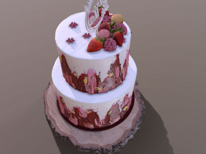 Elegant Mr and Mrs Berry Wedding Cake Modelo 3D