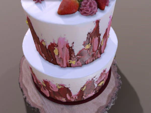 Elegant Mr and Mrs Berry Wedding Cake 3D Model