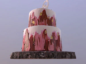 Elegant Mr and Mrs Berry Wedding Cake 3D Model