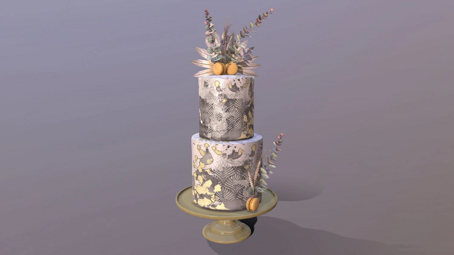 Elegant Eucalyptus Wedding Cake 3D Model .c4d .max .obj .3ds .fbx .stl .blend 