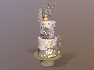 Elegant Eucalyptus Wedding Cake 3D Модель