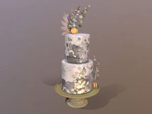Elegant Eucalyptus Wedding Cake 3D Model
