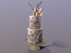 Elegant Eucalyptus Wedding Cake 3D Модель