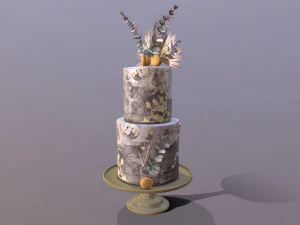 Elegant Eucalyptus Wedding Cake 3D Model