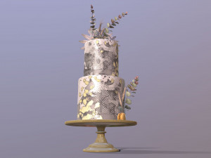 Elegant Eucalyptus Wedding Cake 3D Модель