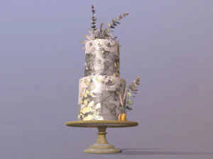 Elegant Eucalyptus Wedding Cake 3D Model
