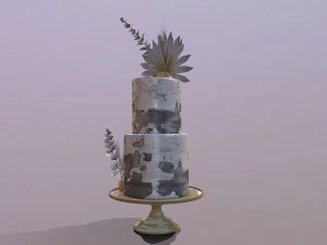 Elegant Eucalyptus Wedding Cake 3D Model