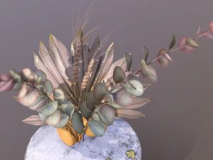 Elegant Eucalyptus Wedding Cake 3D Model