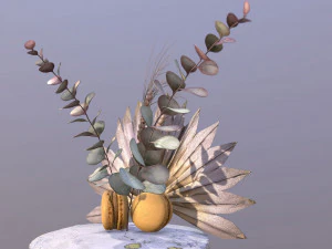 Elegant Eucalyptus Wedding Cake 3D Model