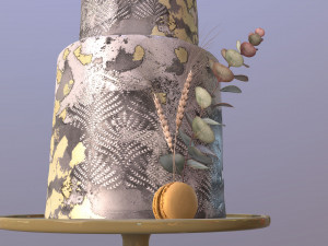 Elegant Eucalyptus Wedding Cake 3D Модель