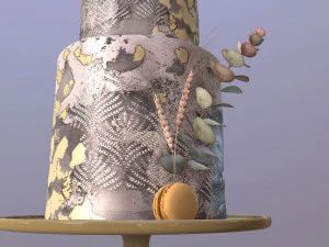 Elegant Eucalyptus Wedding Cake 3D Model