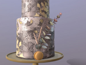Elegant Eucalyptus Wedding Cake 3D Модель