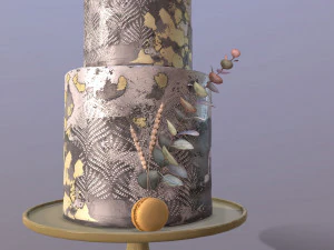 Elegant Eucalyptus Wedding Cake 3D Model