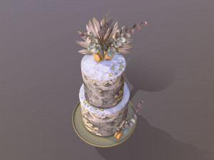 Elegant Eucalyptus Wedding Cake 3D Модель