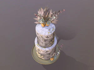 Elegant Eucalyptus Wedding Cake 3D Model
