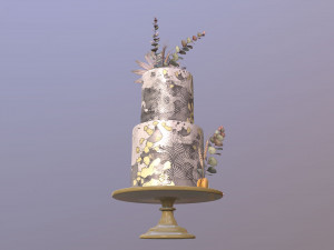 Elegant Eucalyptus Wedding Cake 3D Модель