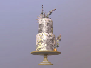 Elegant Eucalyptus Wedding Cake 3D Model