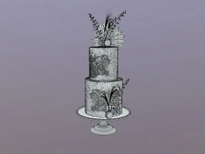 Elegant Eucalyptus Wedding Cake 3D Model