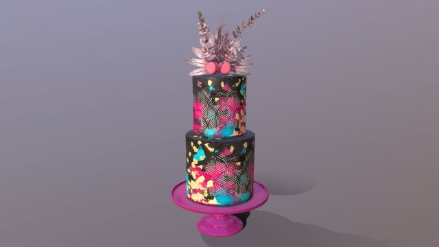 Elegant Galaxy Wedding Cake 3D Model .c4d .max .obj .3ds .fbx .lwo .lw .lws