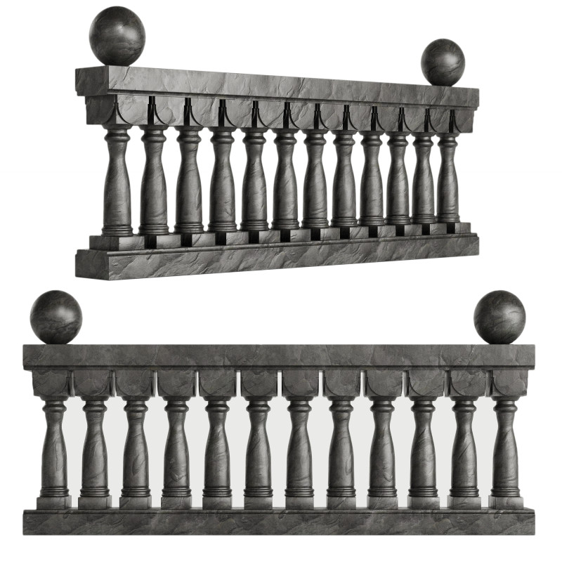 STONE RAILINGS 3D Model .c4d .max .obj .3ds .fbx .stl .blend 