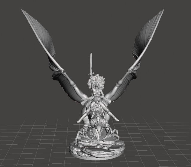 TARNA LAST FLIGHT FEMALE WARRIOR ON MOUNT MINIATURE MODEL FOR GAMES RPG DND Model Cetak 3D .c4d .max .obj .3ds .fbx .stl .blend 