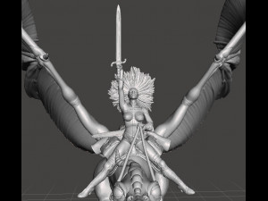 TARNA LAST FLIGHT FEMALE WARRIOR ON MOUNT MINIATURE MODEL FOR GAMES RPG DND Model Cetak 3D
