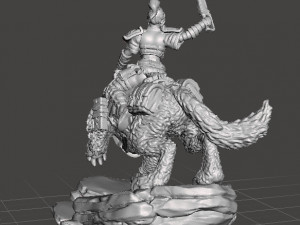 FEMALE ROUGH RIDER ON WOLF WITH CHAIN SWORD MINIATURE MODEL RPG DND 3Dプリントモデル